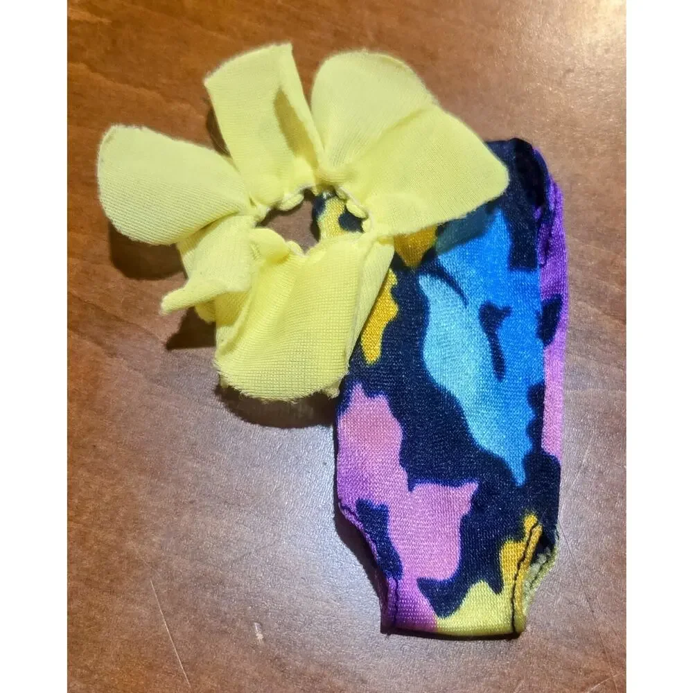 VTG Barbie And Ken Matching Swimsuits One-Piece Tropical Barbie Purple Yellow